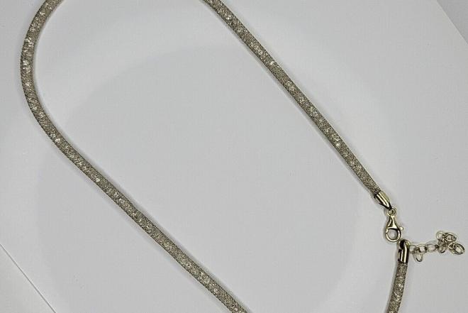 SIDABRINĮ 925 DQ CZ VINTAŽINĮ ORIGINALŲ KOLJE SU CIRKONIO KUBELIAIS. 55 EUR-0