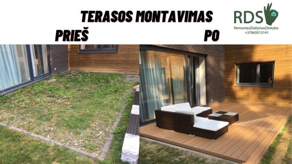Terasų montavimas, stiklinės stoginės, verandos statymas-0