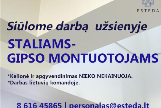 Darbas užsienyje STALIUI- GIPSO MONTUOTOJUI-0