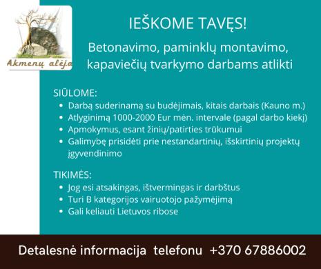 Darbas Kaune montuotojui, betonuotojui-0