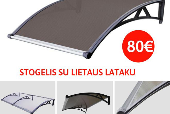 Polikarbonato stogelis su lataku virš lauko durų - 80 eur-0