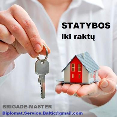 Statybos + apdaila IKI RAKTU. Projektavimas + leidimai. Visos paslaugos. Sklypai-0