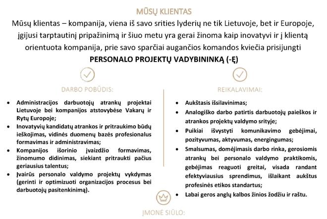 PERSONALO PROJEKTŲ VADYBININKAS (-Ė)-0