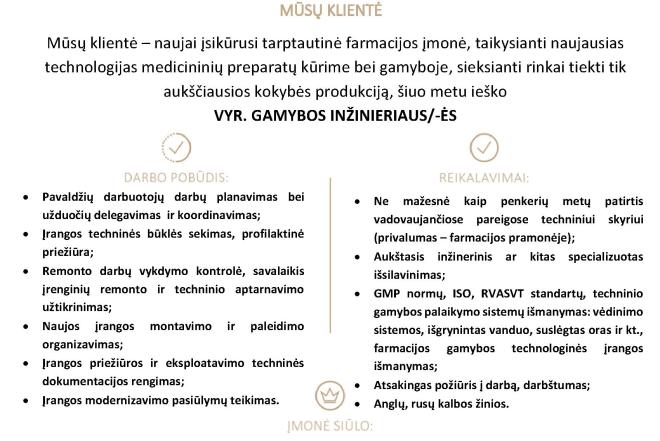 VYR. GAMYBOS INŽINIERIUS (-Ė)-0