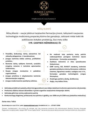 VYR. GAMYBOS INŽINIERIUS (-Ė)-0