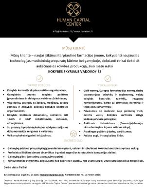 KOKYBĖS SKYRIAUS VADOVAS (-Ė)-0