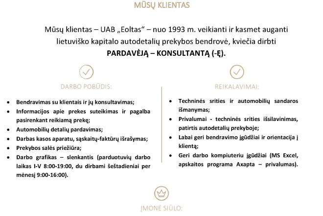 Pardavėjas (-a) - konsultantas (-ė)-0