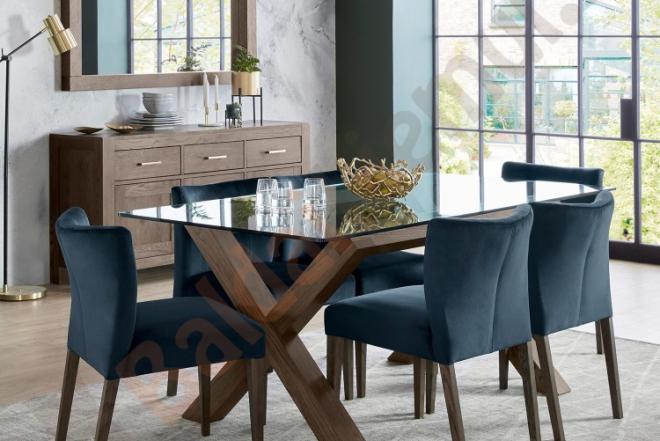 Valgomojo komplektas TURIN su 6 kėdėmis, tamsaus ąžuolo spalvos-0