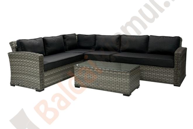 Lauko baldų komplektas GENE su minkšta dalimi, kampinė sofa ir stalas-0