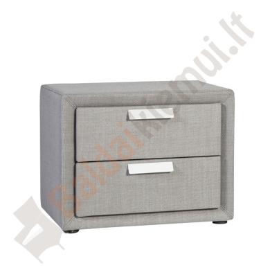 Naktinis staliukas su stalčiais CAREN 50,5x41xH40cm, rėmas dengtas audiniu, spalva: pilka-0