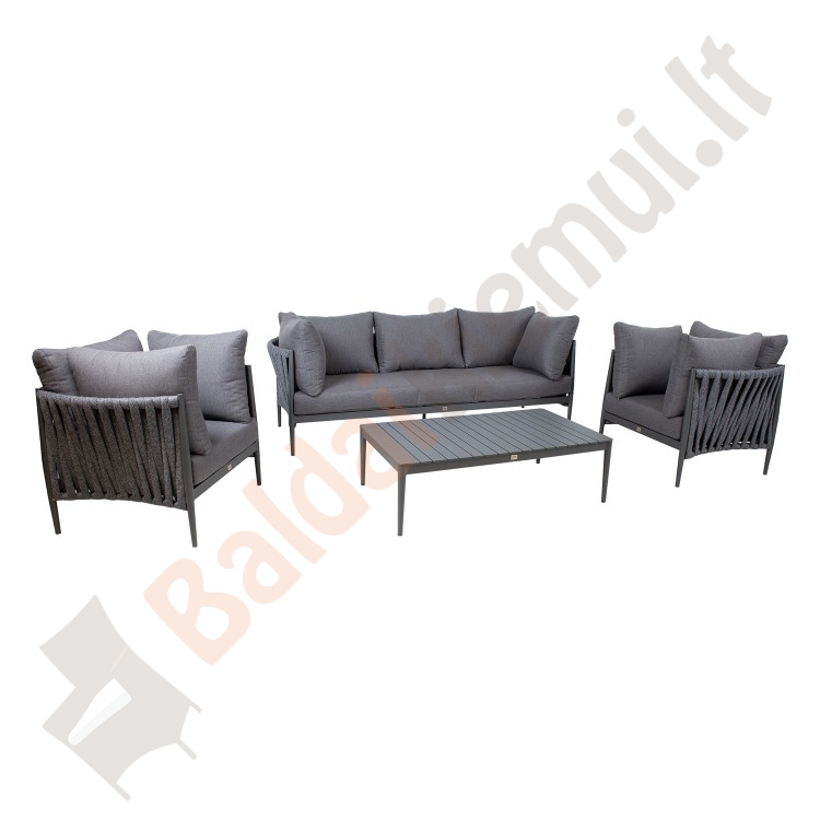 Lauko baldų komplektas BREMEN: stalas, sofa ir 2 foteliai, su pagalvėlėmis-0