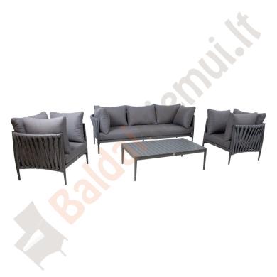 Lauko baldų komplektas BREMEN: stalas, sofa ir 2 foteliai, su pagalvėlėmis-0