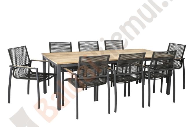 Lauko baldų valgomasis komplektas MONTANA. Stalas ir 8 kėdės-0