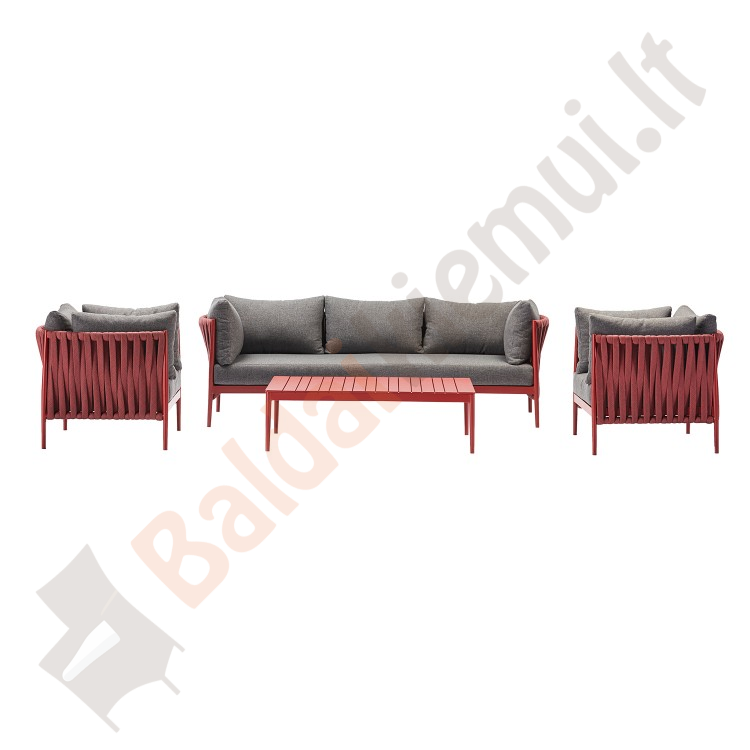 Lauko baldų komplektas BREM: stalas, sofa ir 2 foteliai, su pagalvėlėmis-0