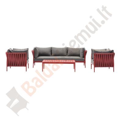 Lauko baldų komplektas BREM: stalas, sofa ir 2 foteliai, su pagalvėlėmis-0