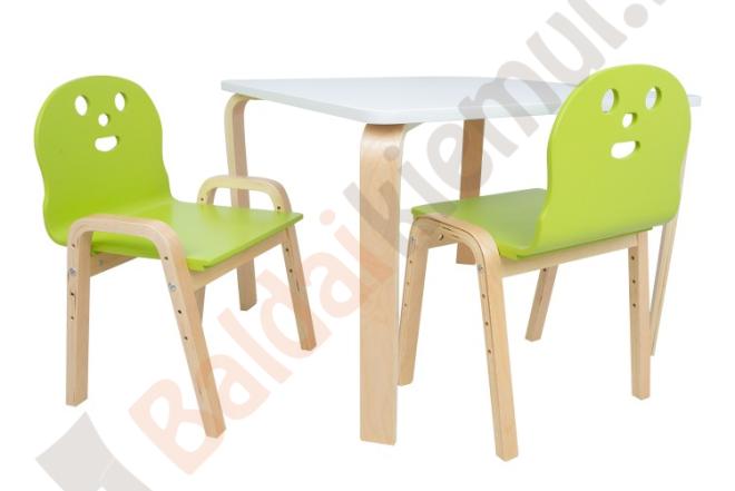 Vaikų baldų komplektas HAPPY: stalas ir 2 kėdės-0