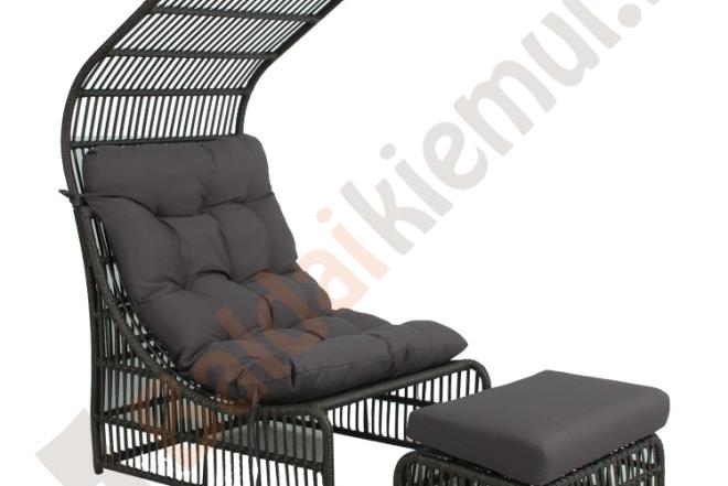 Lauko fotelis CHESTNUT su kėdute-0