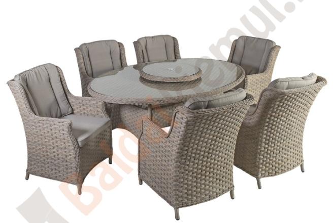 Lauko baldų komplektas PACI su minkšta dalim, 6 foteliai, 180x120xH74cm, aliumo rėmas pintas vytele-0