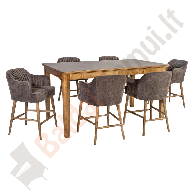 Valgomojo komplektas THOMAS: 6 baro kėdės 55x57xH90cm ir stalas 180x100xH92cm-0