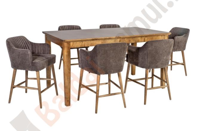 Valgomojo komplektas THOMAS: 6 baro kėdės 55x57xH90cm ir stalas 180x100xH92cm-0