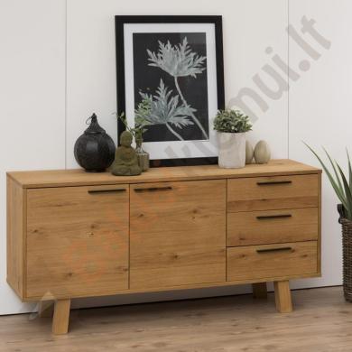 Indauja CHAR 150x40xH75cm, 2-durys, 3-stalčiai, medžiaga: ąžuolas, alyvuota-0