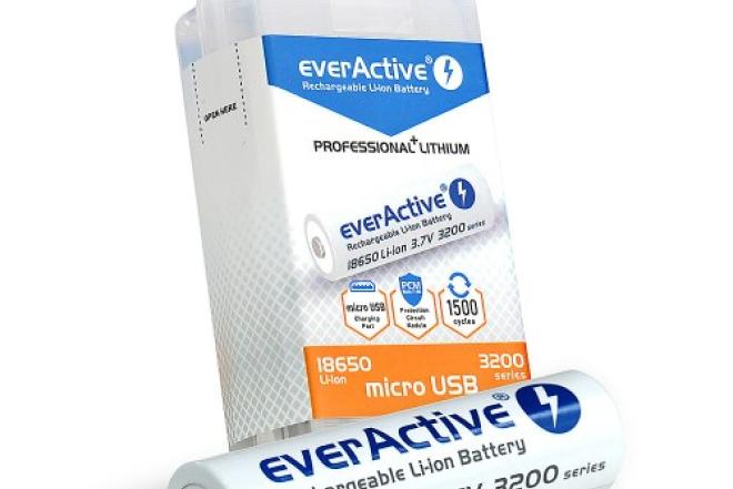 18650 3200mAh baterija su micro USB everActive-0