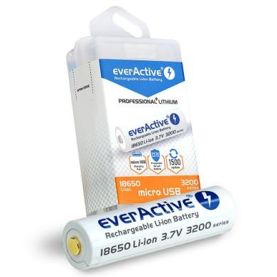 18650 3200mAh baterija su micro USB everActive-0