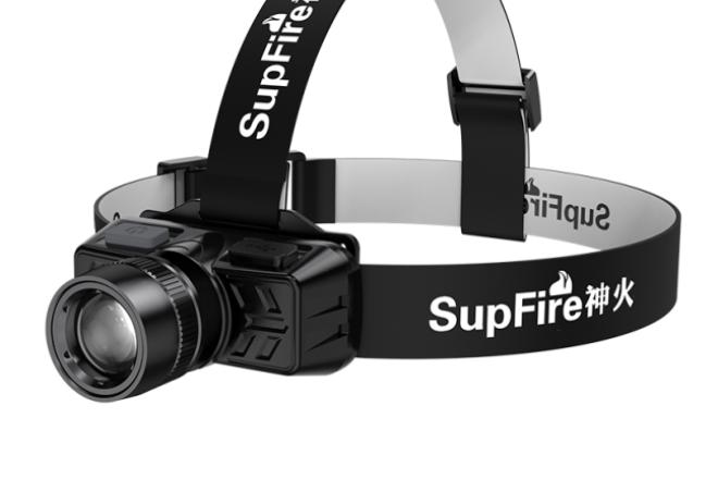 Supfire HL50 galvos žibintuvėlis, USB, 300lm, 200m, Zoom-0