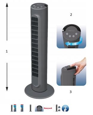 Honeywell Komfortinis HYF1101E bokštinis ventiliatorius, 36 W-0