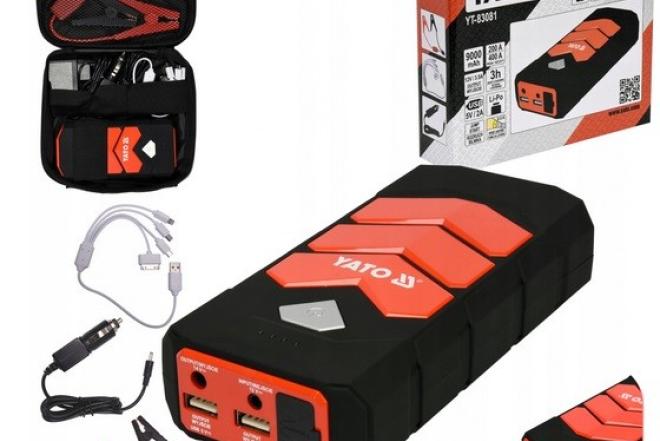 Daugiafunkcinis pakrovėjas / paleidėjas, power bank YATO, 9000mAh YT-83081-0