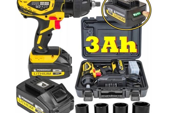 Akumuliatorinis smūginis veržliasūkis 1/2'' "PowerMat" 20V-3A-0