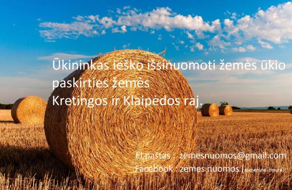 ŪKININKAS IEŠKO IŠSINUOMOTI ŽEMES KRETINGOS IR KLAIPĖDOS RAJ. !!!-1