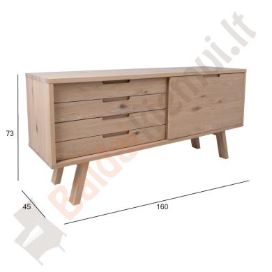 Indauja BERGEN 160x45xH73cm: 2 stalčiai ir stumdomos durys-1