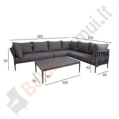 Lauko sofos komplektas BREMEN: stalas ir kampinė sofa-1