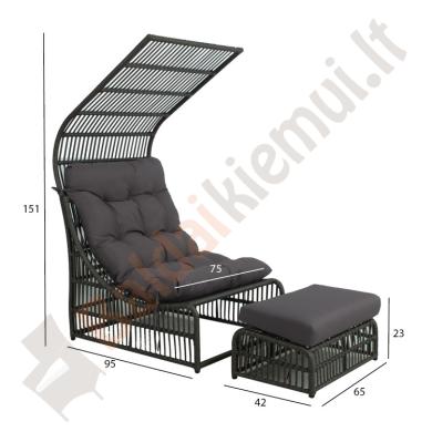 Lauko fotelis CHESTNUT su kėdute-1