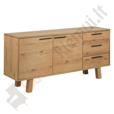 Indauja CHAR 150x40xH75cm, 2-durys, 3-stalčiai, medžiaga: ąžuolas, alyvuota-1