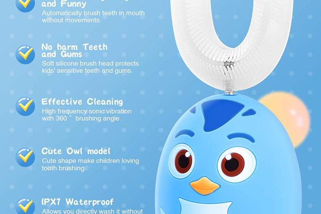 U-formos vaikiškas elektrinis dantų šepetėlis-0