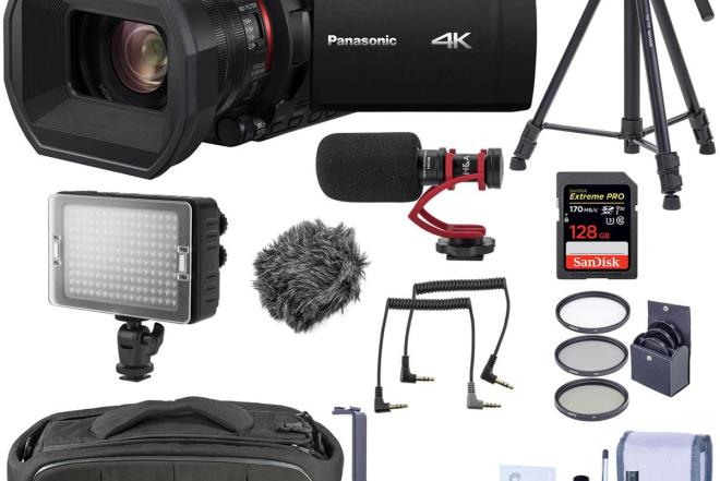 Panasonic HC-X1500 4K Pro Camcorder, Bundle with Takama 66 3 Section Video Tripod with Fluid Head-0