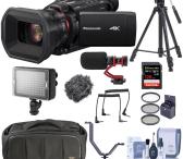 Panasonic HC-X1500 4K Pro Camcorder, Bundle with Takama 66 3 Section Video Tripod with Fluid Head-0