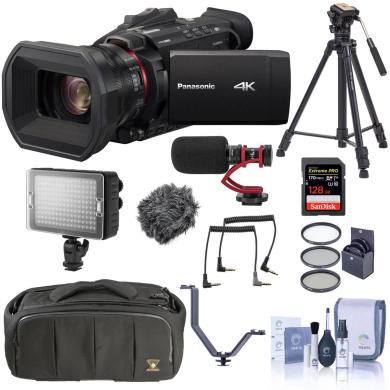 Panasonic HC-X1500 4K Pro Camcorder, Bundle with Takama 66 3 Section Video Tripod with Fluid Head-0