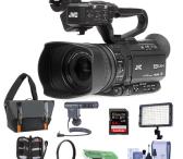 JVC GY-HM180 12.4MP 4K UHD Camcorder, wLED Light, Mic, 64GB Memory Card & Acc-0
