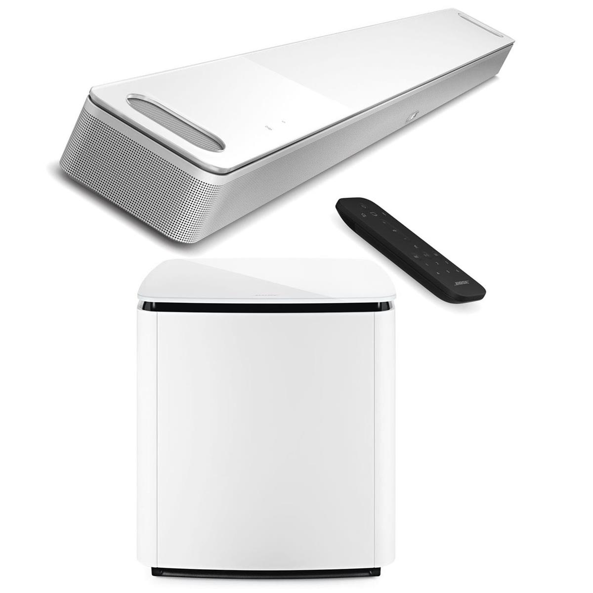 Bose Smart Soundbar 900, White with Bass Module 700 for Soundbar, Arctic White-0