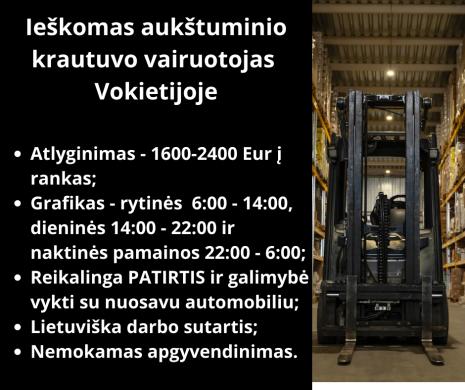 IEŠKOMAS AUKŠTUMINIO KRAUTUVO VAIRUOTOJAS VOKIETIJOJE-0