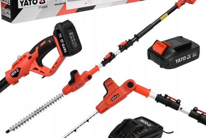 Akumuliatorinės teleskopinės gyvatvorių žirklės Yato 207-274cm 18V 1x2Ah YT-82834-0