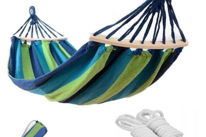 Didelis hamakas su mediniais skersiniais-0