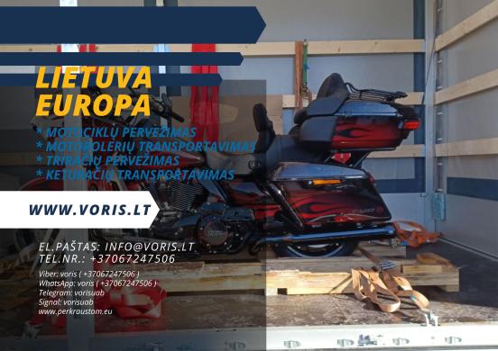 LIETUVA - EUROPA - LIETUVA  * Motociklų pervežimas * Motorolerių transportavimas * Triračių pervežimas * Keturačių transportavimas  EL.PAŠTAS: info@voris.lt SKYPE: voris.uab TEL.NR.: +37067247506 Viber: voris ( +37067247506 ) WhatsApp: voris ( +3706724750-0