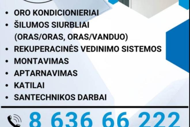 Oro kondicionieriu, silumos siurbliu, vedinimo sistemu montavimas, parinkimas, aptarnavimas-0