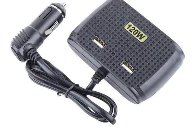Automobilinis šakotuvas trivietis + 2 USB 2.1A 120W-0
