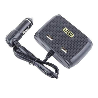 Automobilinis šakotuvas trivietis + 2 USB 2.1A 120W-0
