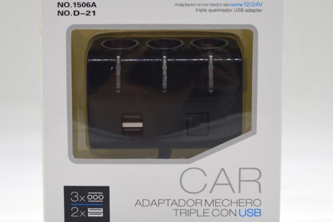Automobilinis šakotuvas 3 lizdai + 2 USB 3.1A-0